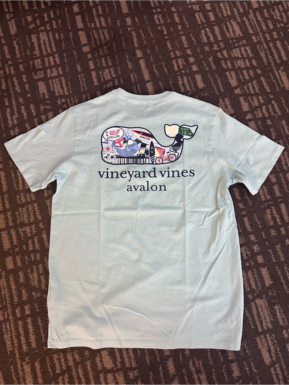 Men’s Vineyard Vines Avalon, NJ Whale Pocket T-Shirt Aqua Green Jersey Shore